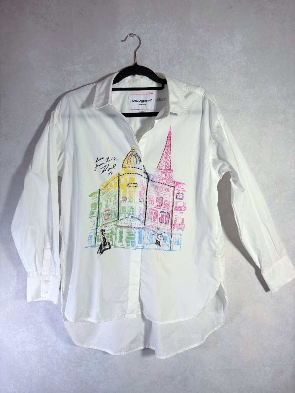 Karl Lagerfeld Paris Chic Shirt Landscape Limited Edition White Size SP